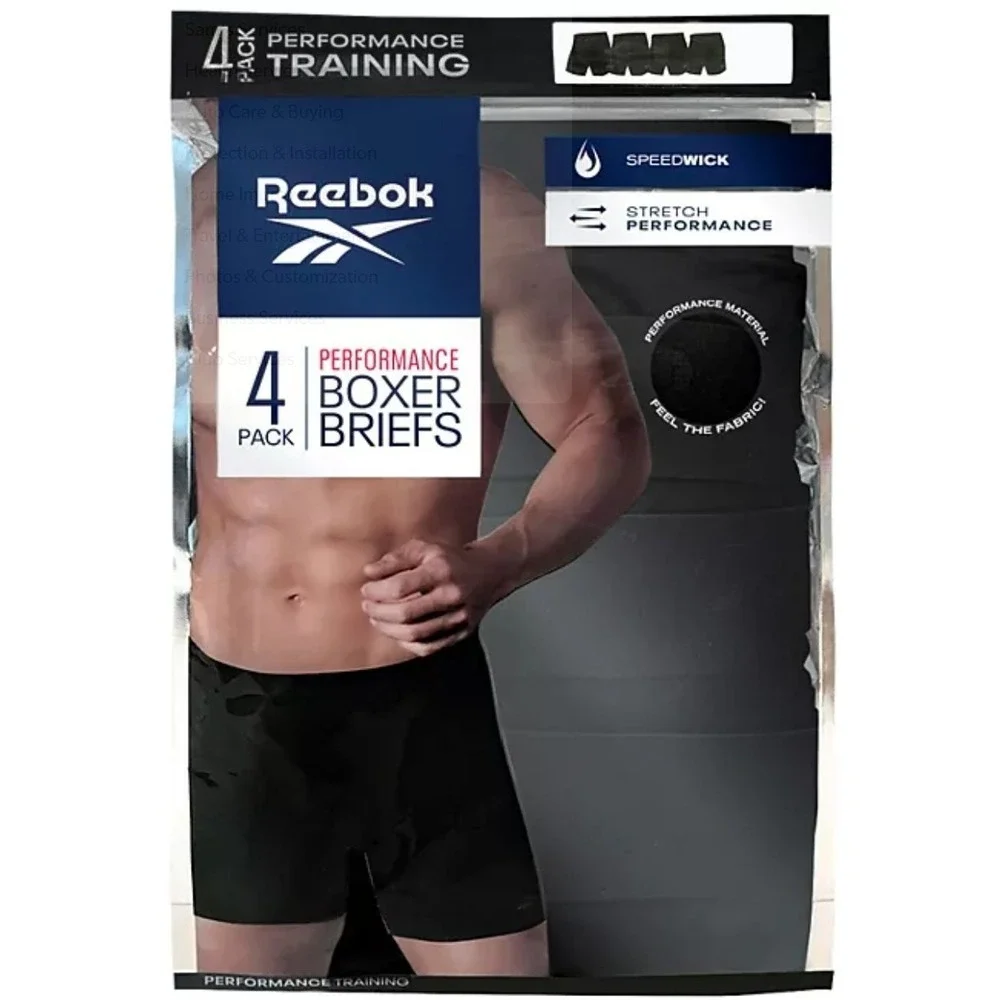 Reebok® Men's Speedwick Performance‎ Training Boxer Briefs 4 Pack, Large